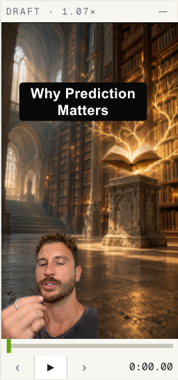 A presenter placed over a cinematic library background in Cutboard’s Green Screen preview